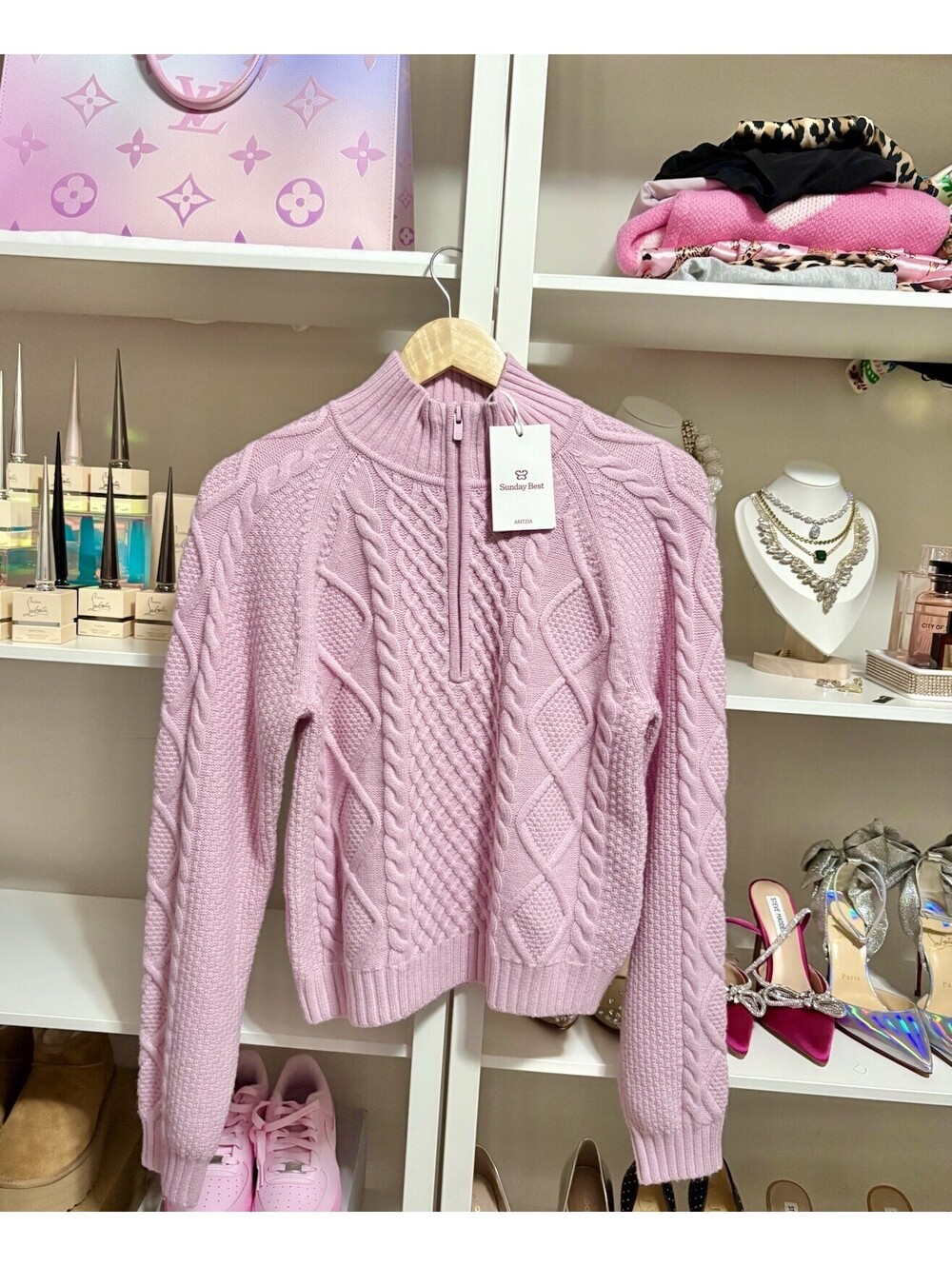 NWT 2026 Aritzia Boreal 1/4 Zip Sweater Cupid Pink Size Small S